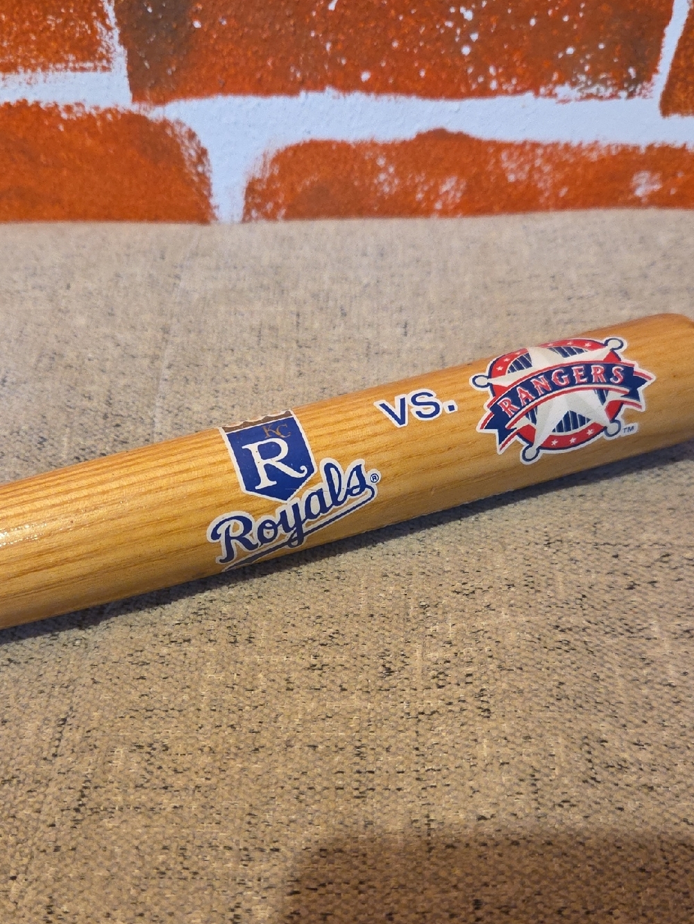 1999 Doubleday Field Cooperstown, NY 18" ROYALS V. RANGERS Wood Mini Bat